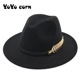 Fedoras Big Brim Hats for Women British Style Vintage Hats Hats Lady Fed Brim Fedoras Autumn Winter Women Fel Fent Hat