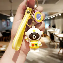 Creative Cute Pig Key Pierścienie Wisiorek Do Plecak Space Astronaut Planet Brelok Keychain Spaceman Wszechświat Metal Ring