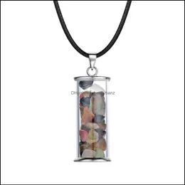 Pendant Necklaces & Jewelry Chakra Healing Crystal Wishing Bottle Pendants Necklace For Womens Girls Tumbled Rock Wia Tumble Stone Wish Reik