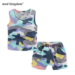 Mudkingdom Kleinkind-Jungen-Outfits, ärmellose Tarnweste, Sommer-Shorts-Set 210615