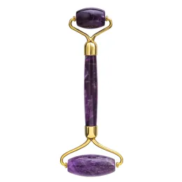 Natural Amethyst Stone Beauty Roller Tool Girl Gift Face Lift Massager Crystal Roller Set Facial Massage Jade Roller H1015