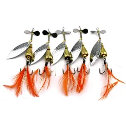 Metal Spinner Bait 8.4cm 13.2g spinner jigs Fishing lure VIB Blades Rotate Spinnerbaits with feather hooks 389 X2