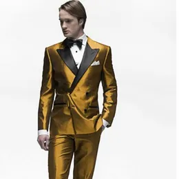 Double-breasted men's suit, groom, tuxedo, mountain top, lapel weddingprom man, 2 pieces (jacket pants tie)