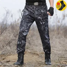 戦術的な貨物パンツ男性ミリタリーブラックPython迷彩コンバットパンツ陸軍働き狩猟ズボンジョガーズ男性Pantalon Homme 211110