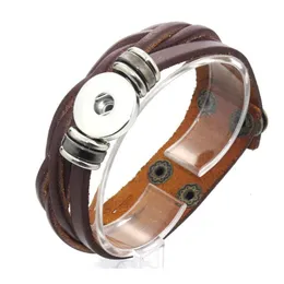 20cm Adjustable Snap Bracelet Vintage Weave Real Leather Bracelet Fit 18mm Snap Button Bracelet For Women Jewe jllyzV