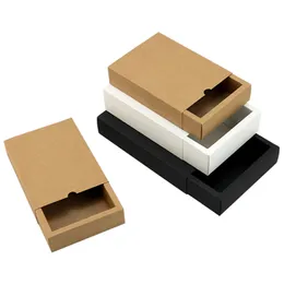 2021 Kraft paper box black white paper drawer box for tea gift underwear biscuit packaging carton can be customized 28x14x5cm