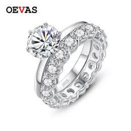Oevas Real 2 Carats Bridal Rings Set Top Quality 100% 925 Sterling Silver Engagement Wedding Party Fine Jewelry Gifts 211217