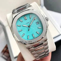 Высокое качество 40 мм 5711 / 1a-018 спортивные часы Miyota 8215 автоматические мужские часы T синие текстурированные циферблаты из нержавеющей стали браслета из нержавеющей стали 5711/1 ворота наручные часы