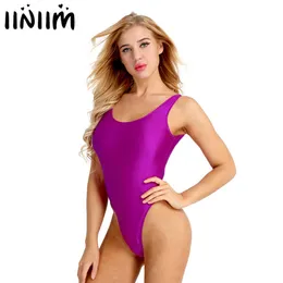 Iminim Womens Fashion Clubwear Bodycon Kostymer Sommar Bodysuit One-Piece Swimsuits High Cut Low Back Stretch Leotard Bodysuit Y0927