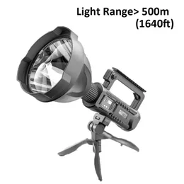 Portable Lanterns USB Rechargeable LED Work Light Searchlight 500m Range Handheld Spotlight With 18650 Battery For Hunting Adventure Fishing