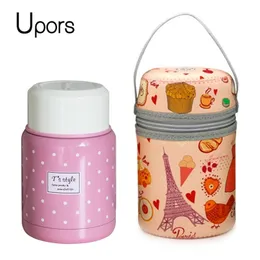 Upors Food Thermos med påse BPA-fri Rostfritt stål Vakuumburk Soup Container Lunchbox för barn 350ml 211109