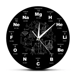 Nowoczesny design Elementy chemiczne Okresowe akrylowe zegar ścienny Nauka Symbole chemiczne Zegar Zegarek Prezent na nauczyciela chemii 210310