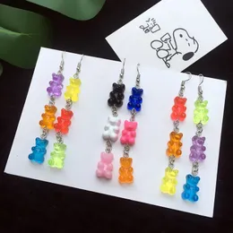 Handmade Resin Colorful Cartoon Bear Dangle Earrings Unique Candy Color Animal Drop Earring For Women Girl Funny Party Jewelry