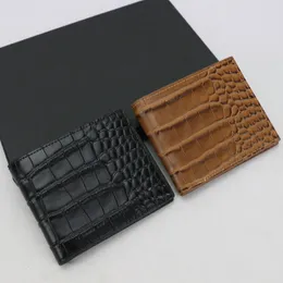 äkta krokodil mönster läder plånbok män svart brun tunna manliga handväskor pengar dollar clip kreditkort hållare plånböcker för mannen