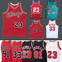 23 MJ Jersey Dennis Scottie Rodman 33 Pippen NCAA Retro 1995 1996 MJ Basketball Jerseys