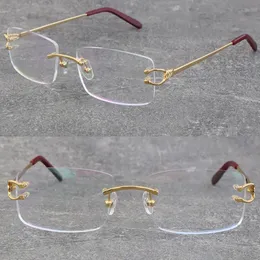Selling Fashion Frames Rimless Metal Myopic Eyewear Accessories Adumbral Men Woman Large Square Eyeglasses Male and Female 18K Gold With Presbyopic Optical Hot
