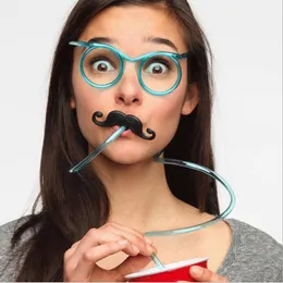일회용 식기류 1pcs DIY 창조적 인 빨대 재미있는 콧수염 수염 안경 아기 생일/결혼식 파티 장식 마시는 어린이 장난감
