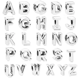 26 Buchstabenperlen 925 Sterling Silber Schmuck DIY Alphabet Fit Charm Armband Halskette Femme Silber Perlen für Schmuckherstellung Q0531