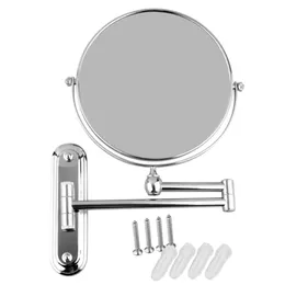 High Quality 8 inch Stainless Steel 5x Magnification Mirror Wall Mounted Bathroom Makeup Mirror Extending Folding Double Sided