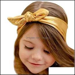 Dziecko, dzieci MaternityFashion Rabbit Design Elastyczność Wash Gold Headband Hair Aessor Baby Girl Aessories Set Headwear Head Band Drop Deliv