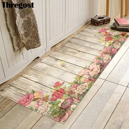 Thregost 3D Printed Non Slip Bathtub Mat Kitchen Rug Washable Hallway Mats Soft Microfiber Absorbent Doormat 210727