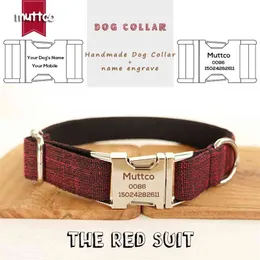 Muttco dostosowane kołnierze dla psów detalicznych przystojny kołnierz Anti-stracił czerwony garnitur Unikalny design Dog Collar 5 Rozmiary UDC006 210729