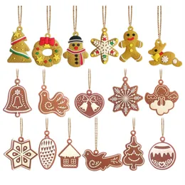 Xmas Tree Hängsmycke PVC Juldekorationer Gingerbread Man Snowflake Små Pendants Holiday Decoration Props Ornaments T9I001601