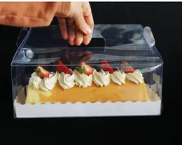 2021 Transparent Cake Roll Packaging Box with Handle Eco-friendly Clear Plastic Cheese Cake Box Baking Swiss Roll1