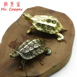 Vintage Brass Longevity Animal Turtle Figurines Miniatyrer Lucky Desktop Oranments Heminredning Tillbehör Feng Shui Decors C0220