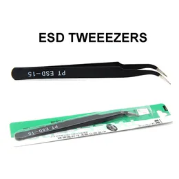 Anti-static Precision Tweezers Hand Tools Pinzas Pincet Stainless Steel ESD Tweezer Curved Electronics Repair Pen Tools