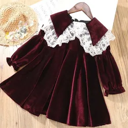 Gooporson Moda Dzieci Ubrania Spadek Suknie Dla Dziewczyn Aksamitna Z Długim Rękawem Princess Dress Vestidos Jesień Dzieci Kostium 211231