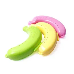 Frukttillbehör Banan Protector Box 3 Färger 1 st Portable Lunch Container Plastskydd