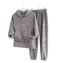 Jesień Zima Piżama Zestaw Kobiety Loungewear Polar Pleasweear Home Garnitury Homewear Damskie Ciepłe Pluszowe Salon Wear 211023