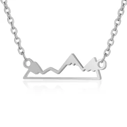 30PCS Snowy Mountain Peak Top Range Pendant Necklaces for Women Girls Stainless Steel Minimalist Collar Choker Chain Jewelry
