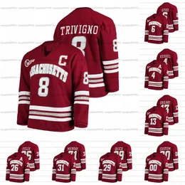 8 Bobby Trivigno 2021-22 Umass minutemen Hóquei Jersey Custom Colin Felix Matthew Kessel Mario Ferraro Jonathan Quick Matt Murray Filip Lindberg Scott Morrow Ufko