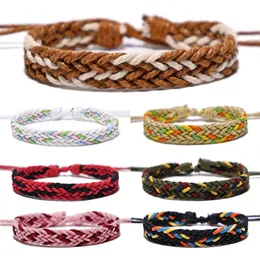 Boho Bomull Braid Handgjord Armband Etnisk Lucky Multicolored Wrap Woven Rope Friendship Bangle för par gåva