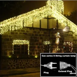 Corde 4.6M Impermeabile Luce di Natale per esterni Tenda a LED Ghiacciolo Luci per corde Droop 0.4-0.6m Ghirlande Fata Eaves Decorative