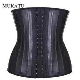 MUKATU LATEX Cintura Treinador Corset Belly Slimming Underwear Cinto Bainha Bainha Shaper Modelando Strap 25 Aço Cincher 211218