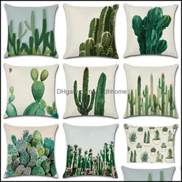 Poduszka / Poduszka dekoracyjna Home Textiles Garden Cute Colorf Kaktus Drukowane Bawełniane Pośrednie Poduszki ER Sypialnia Sofa 18 Przypadek Kreatywne Deco