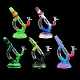 water smoking pipe shisha hookah glass bong dab silicone shell wax burner height 8.9"