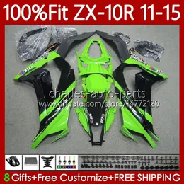 Ferios de injeção para Kawasaki Ninja ZX 10 R 1000 CC ZX1000 C 11-15 101NO.55 ZX 10R 1000CC ZX-10R Green Black ZX10R 11 12 13 14 15 15 ZX-1000 2012 2012 2013 2014 2015 Body OEM