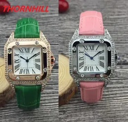 32mm Top famous Diamonds Watch Classic Women Square Designer Leather Wristwatch Waterproof Womens Lady Watches