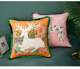 Luxury designer pillow case classic Animal flower pattern printing tassel cushion cover 45 45cm or 35 55cm for home decoration and317Q