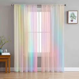 Rainbow Pink Morning Glow Window Treatment Tulle Modern Sheer for Kitchen Living Room the Bedroom Curtain Decoration