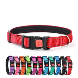 Reflective Dog Collars with Safety Locking Buckle, Adjustable Nylon Pet Collar for Puppy Small Medium Large and Extra Large Dogs WLL1302