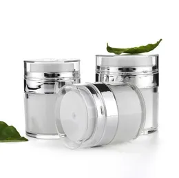 Akryl Airless Jar Vakuumkrämflaska 15g 30g 50 g Refillerbar kosmetisk burkar Pumpflaskor Provförpackningsbehållare