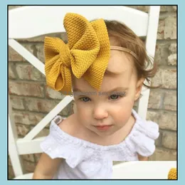 Headbands Hair Jewelry Ins 16 Colors Cute Big Bow Hairband Baby Girls Toddler Kids Elastic Headband Knotted Turban Head Wraps Bow-Knot Aesso