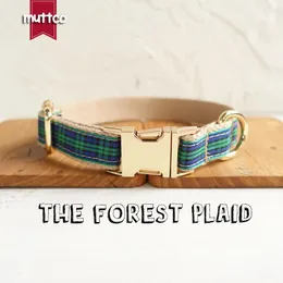 Hundehalsbänder und Leinen, MUTTCO Einzelhandel, einzigartiger Stil, Halsband THE FOREST PLAID, Baumwollleinen-Set, 5 Größen, UDC014J