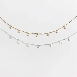 Star Choker Halsband Smycken Disc Coin Pendant Handgjorda Enkel 14k Förgylld Silver Delikat Dainty Stjärnor Och Pärla Kedjor Kokare