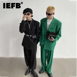 IEFB masculino sólido drape masculino outono elegante ins magro silhueta moda negócio casual conjuntos jaqueta + calças vendem separadamente x0909